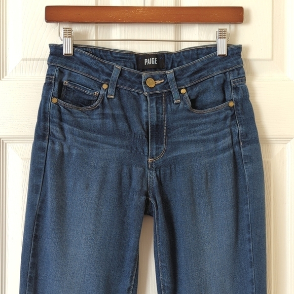 Paige Hoxton Classic Mid Rise Medium Wash Ankle Cropped Skinny Jeans Blue 26 - Picture 2 of 14